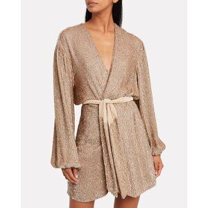 RETROFÊTE Gabrielle Sequin Mini Dress in Gold